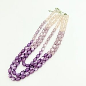 Vintage Ombre Purple Tiger Eye Style Beaded Necklace Multi Strand Statement